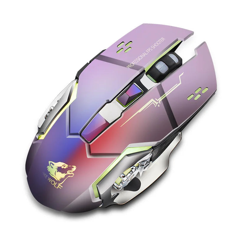 Free Wolf X8 Wireless Mouse Charging Gaming Mouse Mute Backlit Mechanical Ergonomic Optical Computer Accessories for Pc Laptop