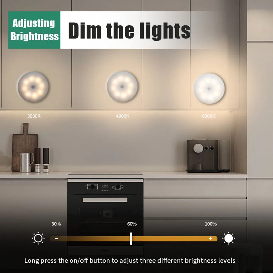 Smart Motion Sensor LED Night Light – USB Rechargeable Bedside Lamp