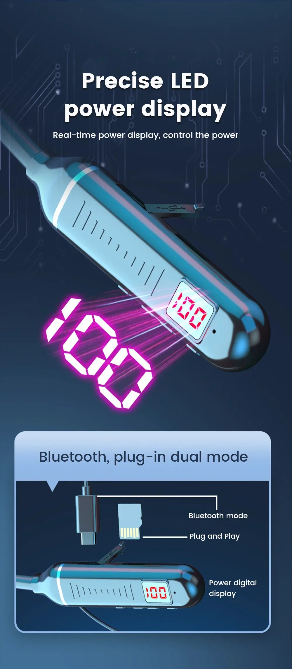 Wireless Neckband Earphones Bluetooth 5.3 LED Waterproof Magnetic