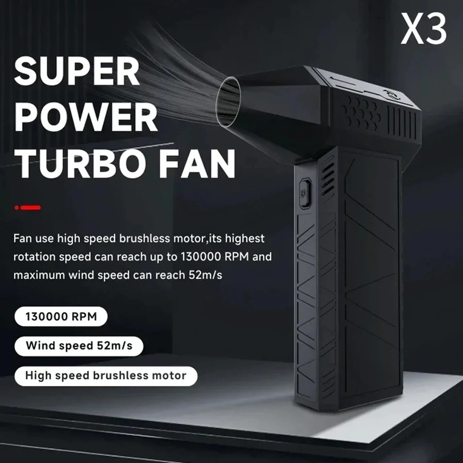 130,000 RPM Rechargeable Air Duster – 3-Speed LED Blower