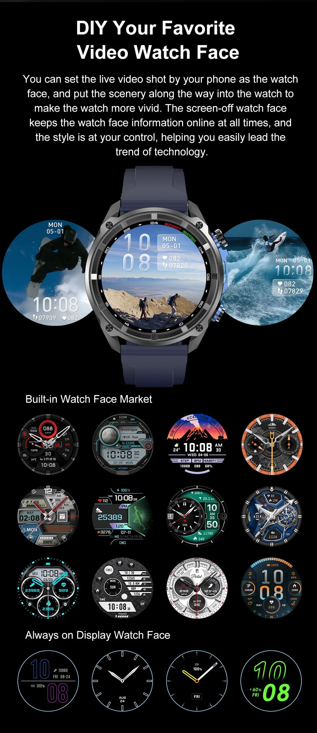 GPS Offline Map Smart Watch – 1000mAh