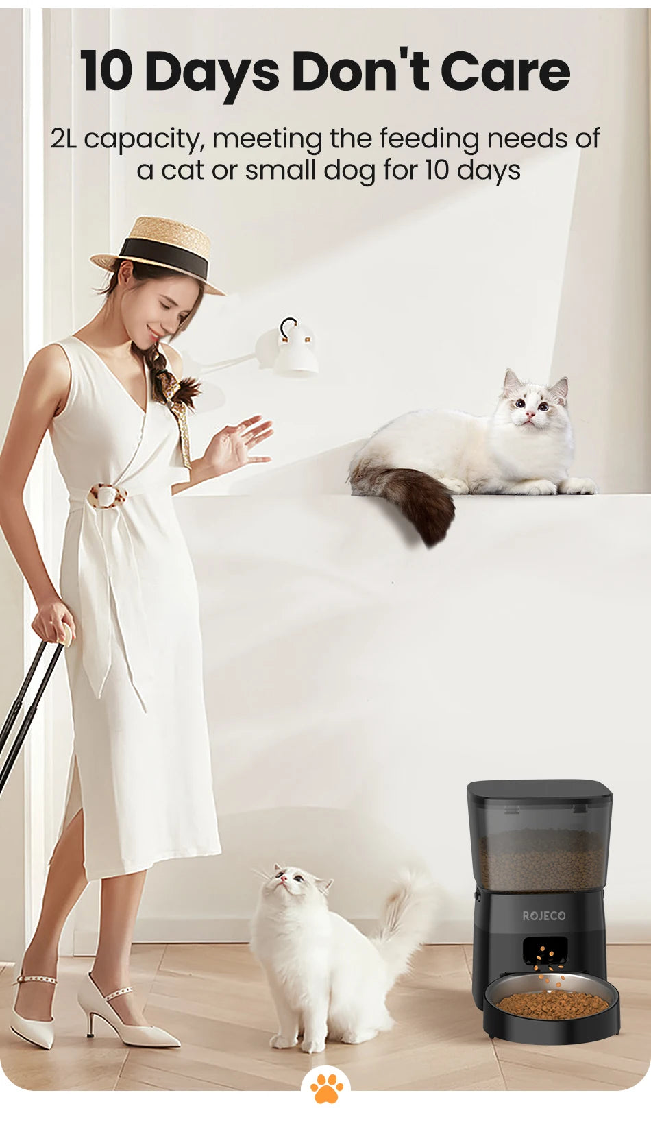 ROJECO Automatic Pet Feeder – Button Version