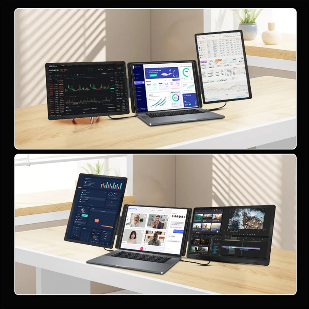 14" FHD IPS Dual Portable Monitor Screen Extender