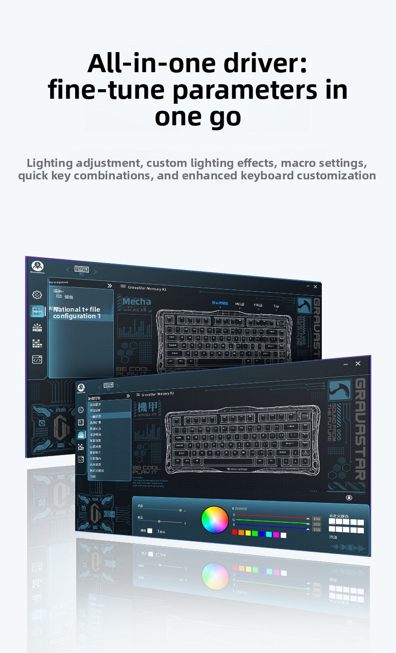 GravaStar K1 Lite Tri-Mode Gasket Mechanical Gaming Keyboard
